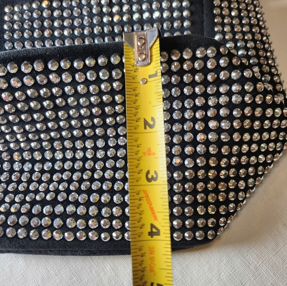 Rhinestone Studded FAUX Suede Mini Bag with Crossbody Strap, GUC - Picture 14 of 16